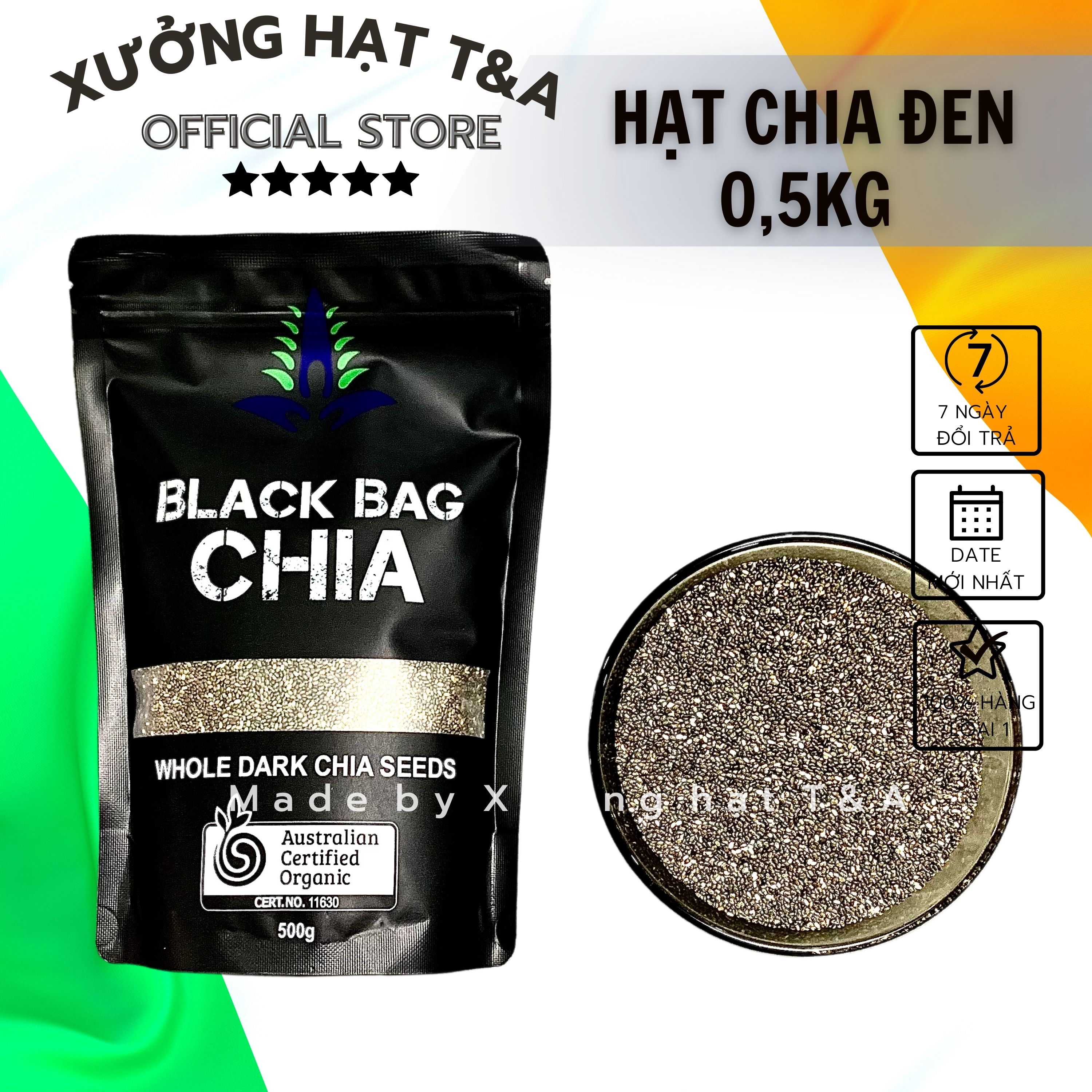 🇦🇺hạt chia 0,5kg - hạt chia 1 kg chuẩn nhập khẩu úc hạt chia dinh dưỡng - chợ hạt t&a