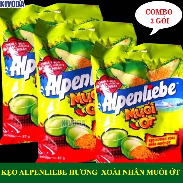 [HCM][COMBO 3 GÓI] Kẹo Alpenliebe Hương Xoài Nhân Muối Ớt 87G - Kẹo Xoài Nhân Muối Ớt (30 viên) - Kẹo Alpenlibe Muối Ớt Hương Xoài - Đồ Ăn Vặt Nội Địa Ngon  Giá Rẻ - Bánh Kẹo Ăn Vặt-KIVODA