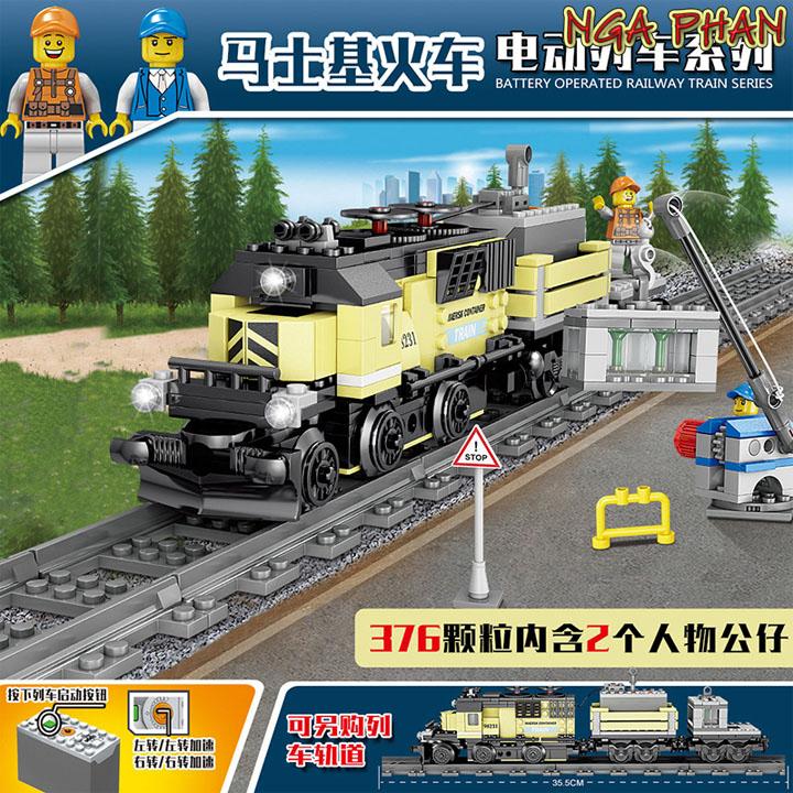 Tàu Hỏa Vàng 376 Chi Tiết Chạy Pin City Kazi Đồ Chơi Xếp Hình Lắp Ráp