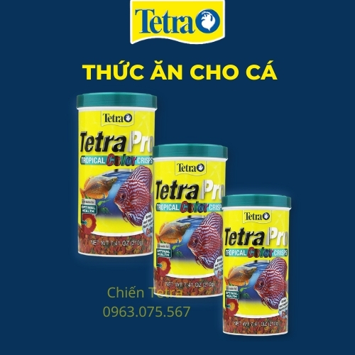 Thức ăn cao cấp cho Cá Đĩa T.etra Pro Tropical color Crisps cung cấp dinh dưỡng và lên màu sắc tự nhiên [Tetrapro 210g]
