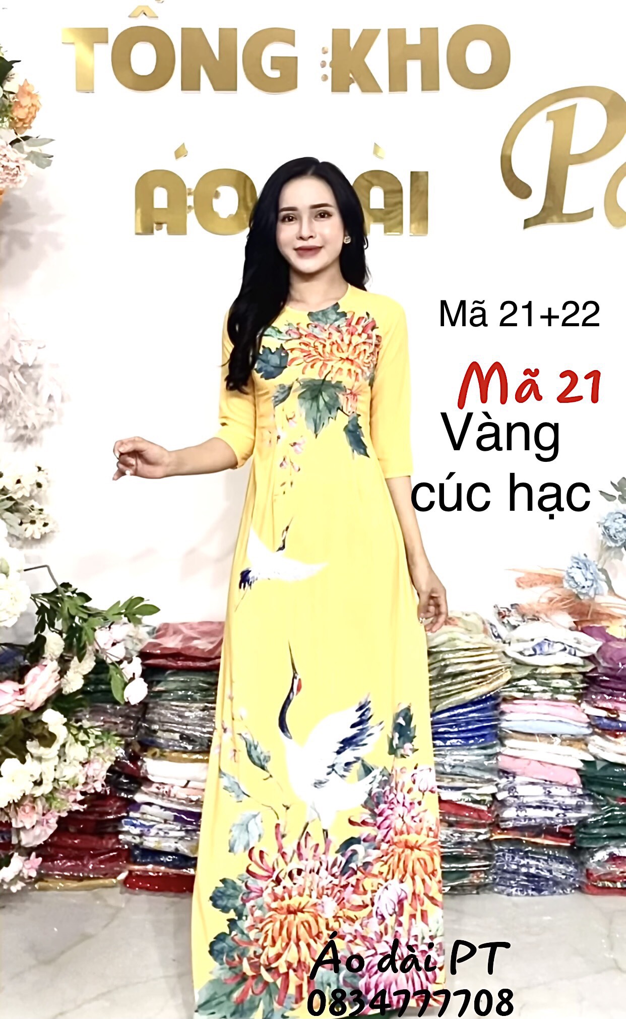 Áo dài lụa nhật in 3d co giãn siêu xinh