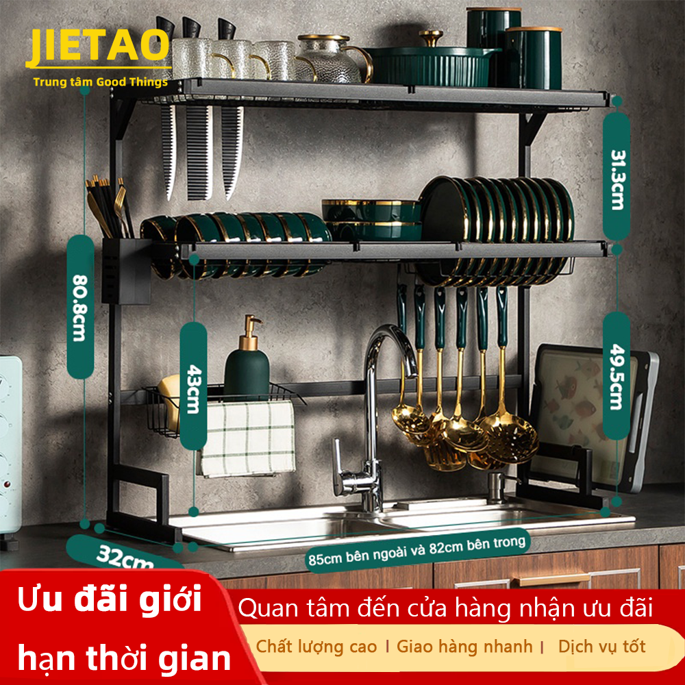 JIETAO Kệ đựng đồ nhà bếp, Kệ đựng đồ hai tầng, Kệ đựng đồ đa chức năng. Kệ đựng đồ rửa, Kệ đựng đồ siêu lớn