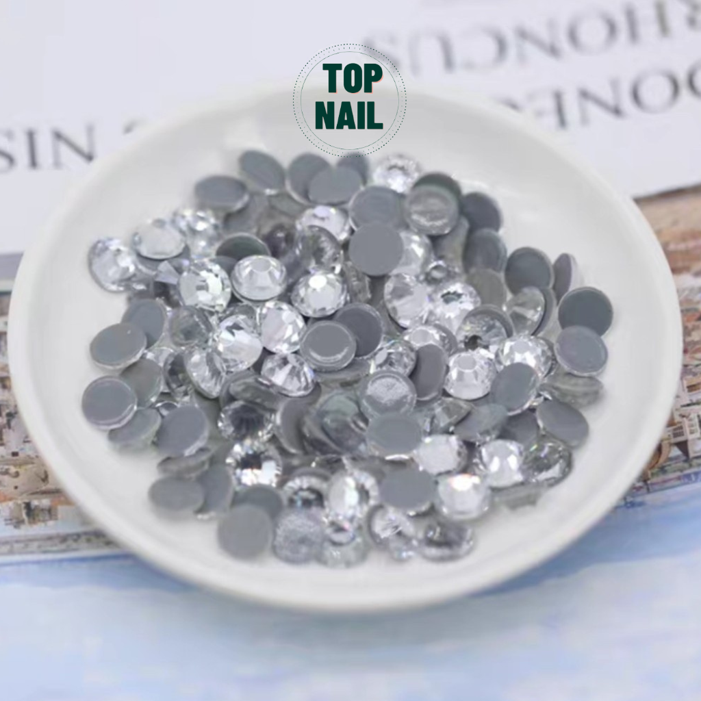 Đá chân keo đính gắn trang trí móng nail , Đá chân bằng siêu sáng đủ size gắn móng tay chân nail
