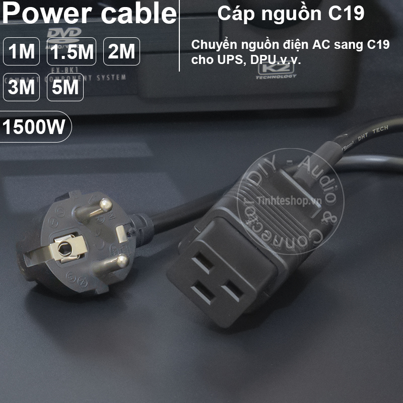 Dây nguồn c19 diy cho ups dpu 0.5 đến 5 mét