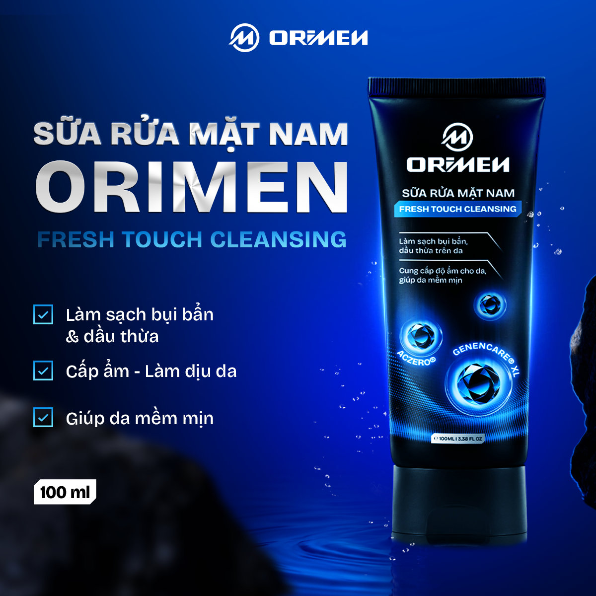 Sữa Rửa Mặt Nam Orimen Fresh Touch Cleansing Da Dầu Kiểm Soát Bã Nhờn Làm Sạch Dầu Thừa