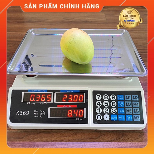 Cân Điện Tử Tính Tiền 30kg/5g - Cân Tính Tiền Tiếng Việt Thương Hiệu Đài Loan -Màn hình hiển thị 2 mặt. Bảo Hành 12 Tháng