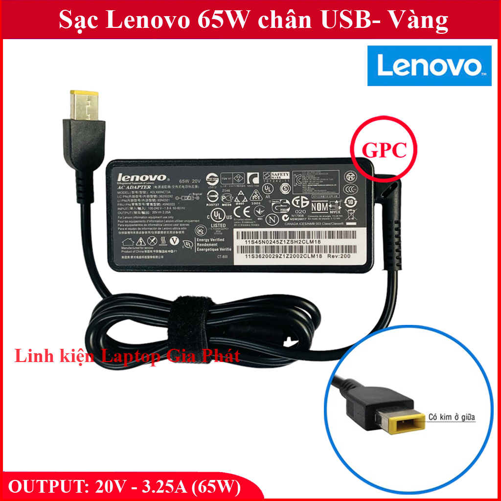 Sạc laptop lenovo 3,25 chân usb