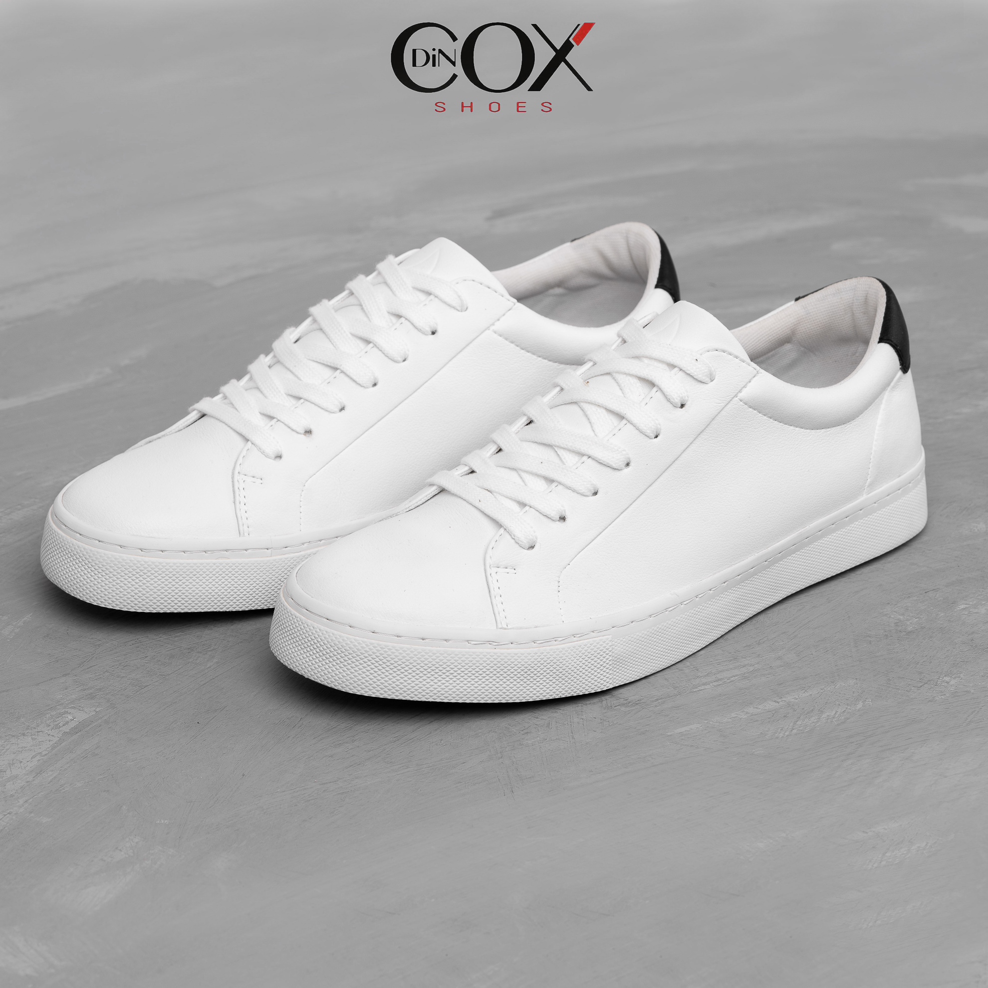 Giày sneaker da unisex nam nữ dincox d20 năng động cá tính white/black