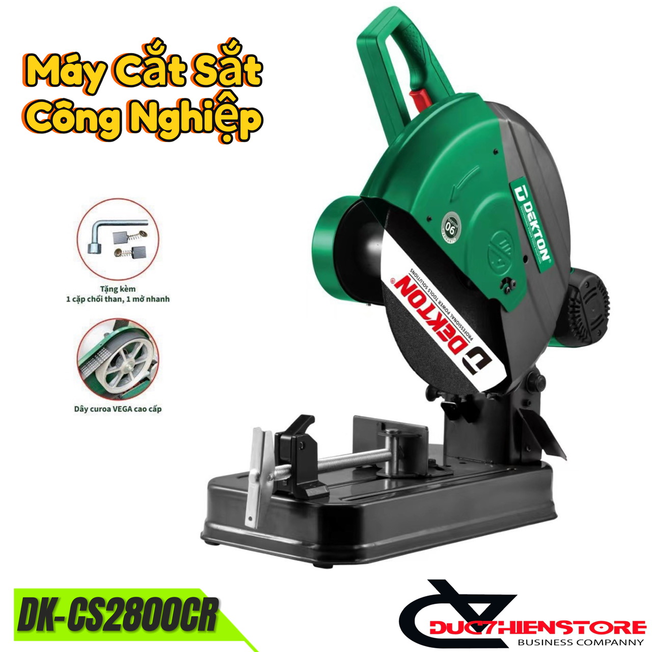 Máy cắt sắt 2800w dây curoa dekton dk-cs2800cr | new 2024 máy cắt sắt công nghiệp chạy cực êm