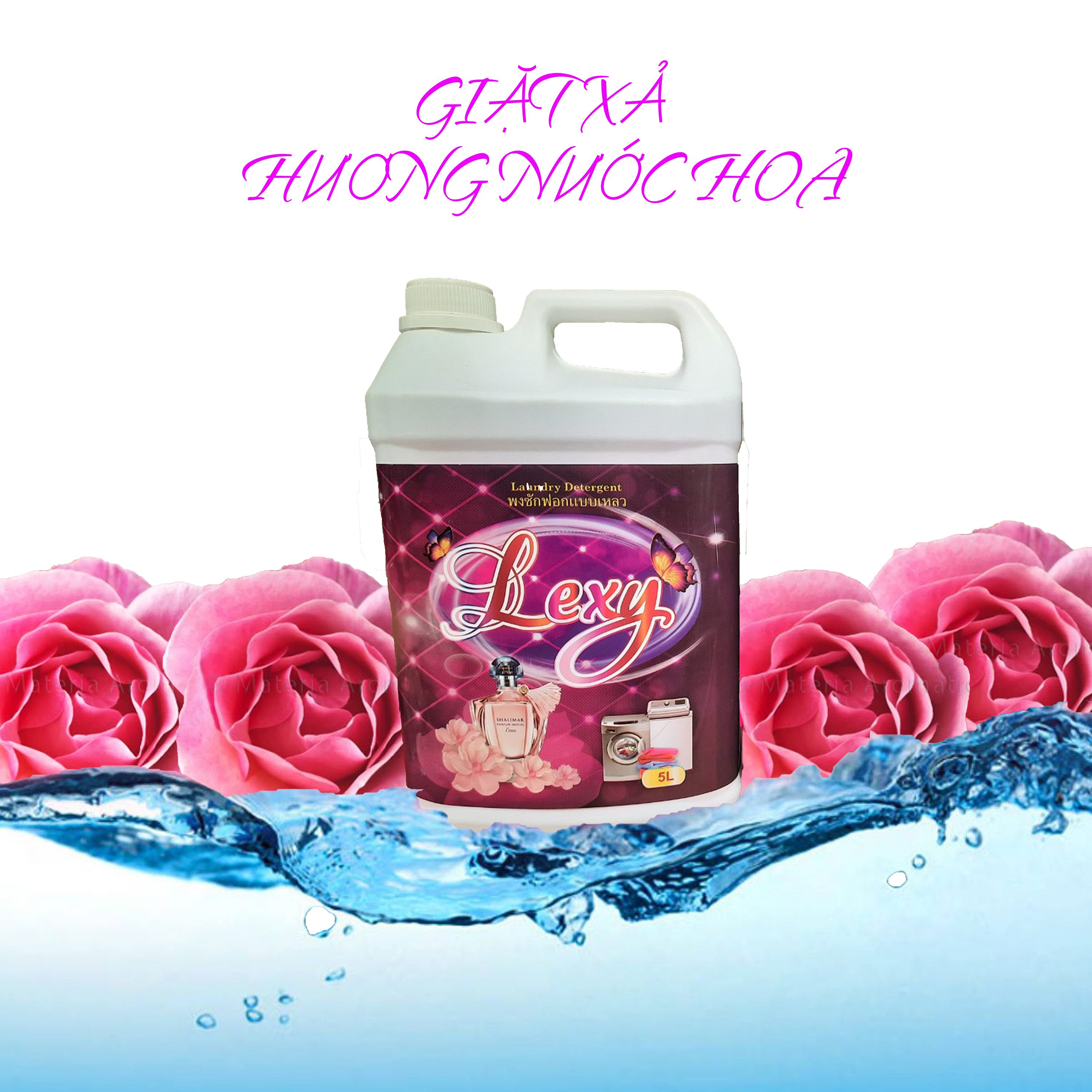 NƯỚC GIẶT XẢ LEXY TÍM 5 LÍT - HƯƠNG NƯỚC HOA - CỰC THƠM - TRẮNG SẠCH