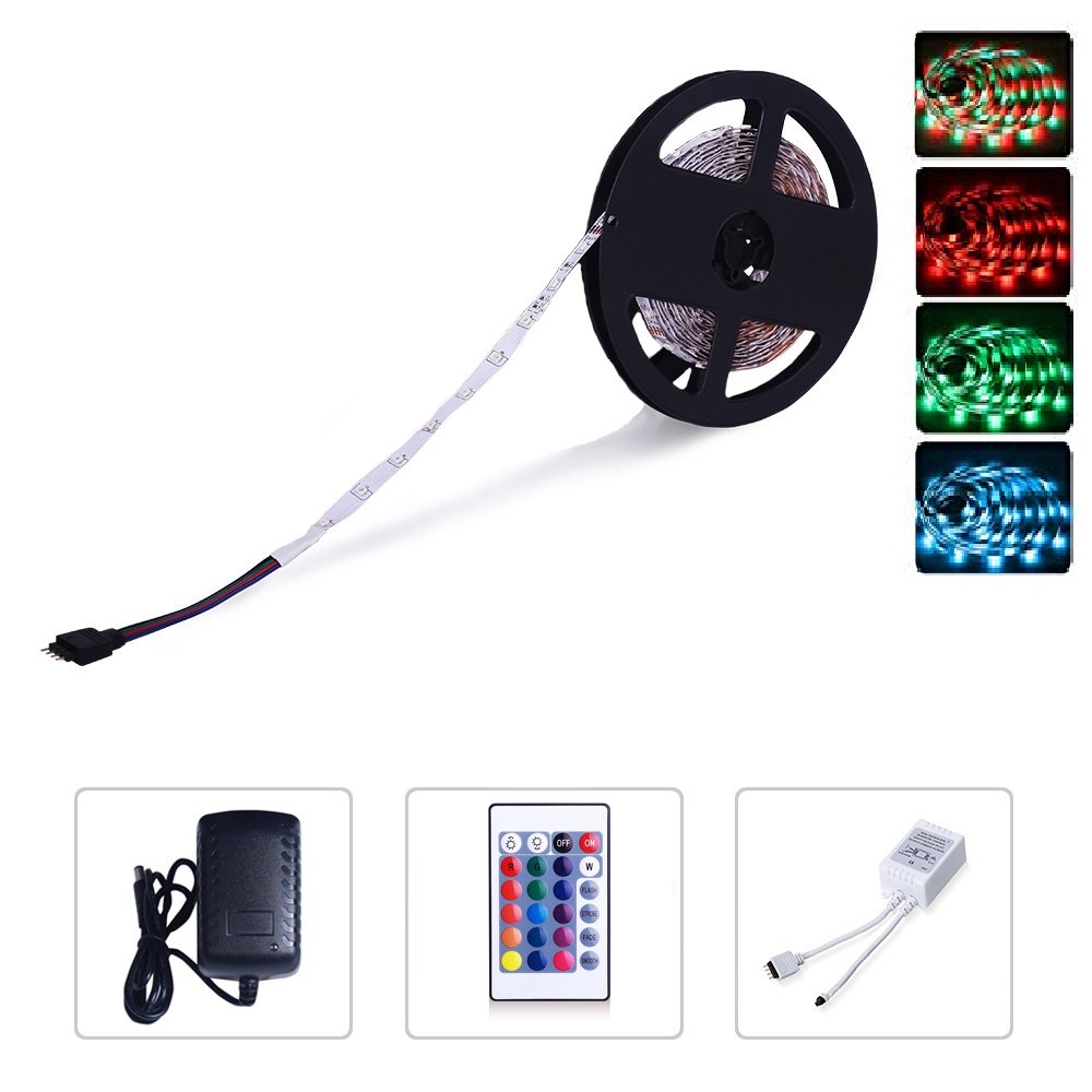 Đèn led dây siêu sáng 5m 12v -3528rgb + nguồn + bộ khiển 5m