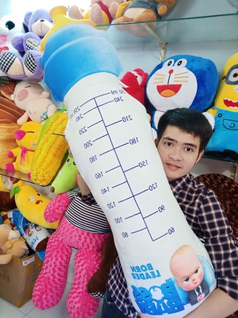 Gối ôm 3d bình sữa khổng lồ cao 1m2 đồ chơi bình sữa nhồi bông