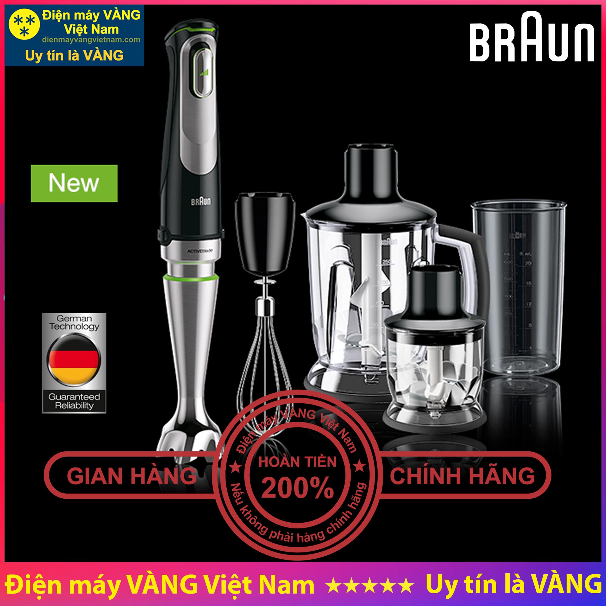 Máy xay cầm tay thế hệ mới multiquick 9 hand blender braun mq9045 mq9047 - hàng chính hãng