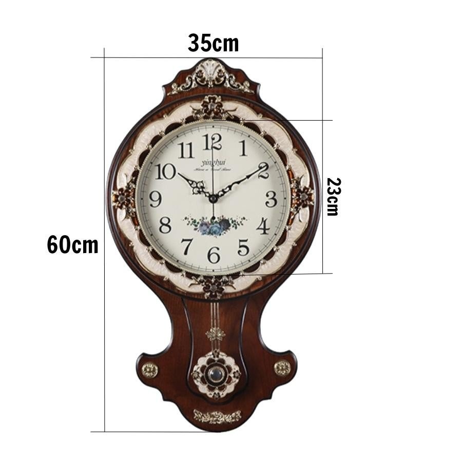 Đồng hồ treo tường phong cách tân cổ điển DHTT57-NAU gỗ sồi cao cấp cùng hợp kim
