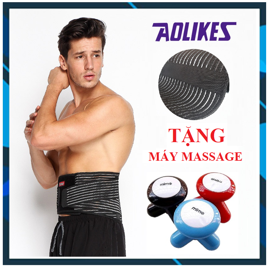 ⚡⚡ [HOT SALE] Đai lưng tập GYM bảo vệ cột sống chống gù lưng 5 nẹp thép THÁO RỜI cao cấp Aolikes FN7996 - TẶNG 1 MÁY MASSAGE MIMO FUNO