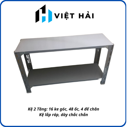 Kệ sắt đa năng v lỗ dài 100cm x rộng 30cm x cao 0.5-1.2m x 2 tầng - trưng bày hàng hóa