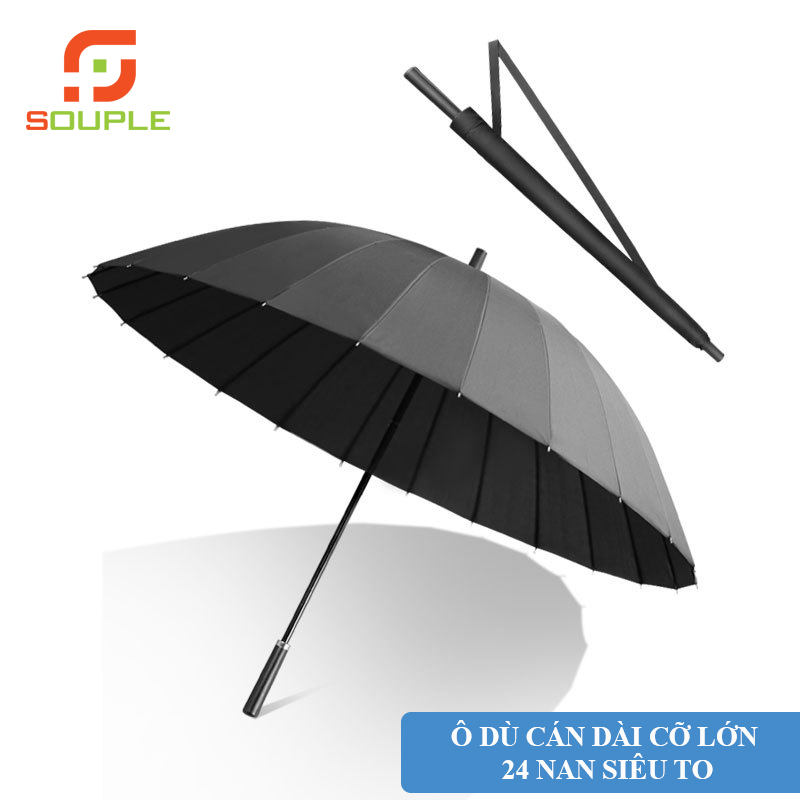 Ô dù cán dài cỡ lớn che nắng mưa 24 nan siêu to chống lật, chống tia uv, chống thấm nước. hàng chính hãng souple.