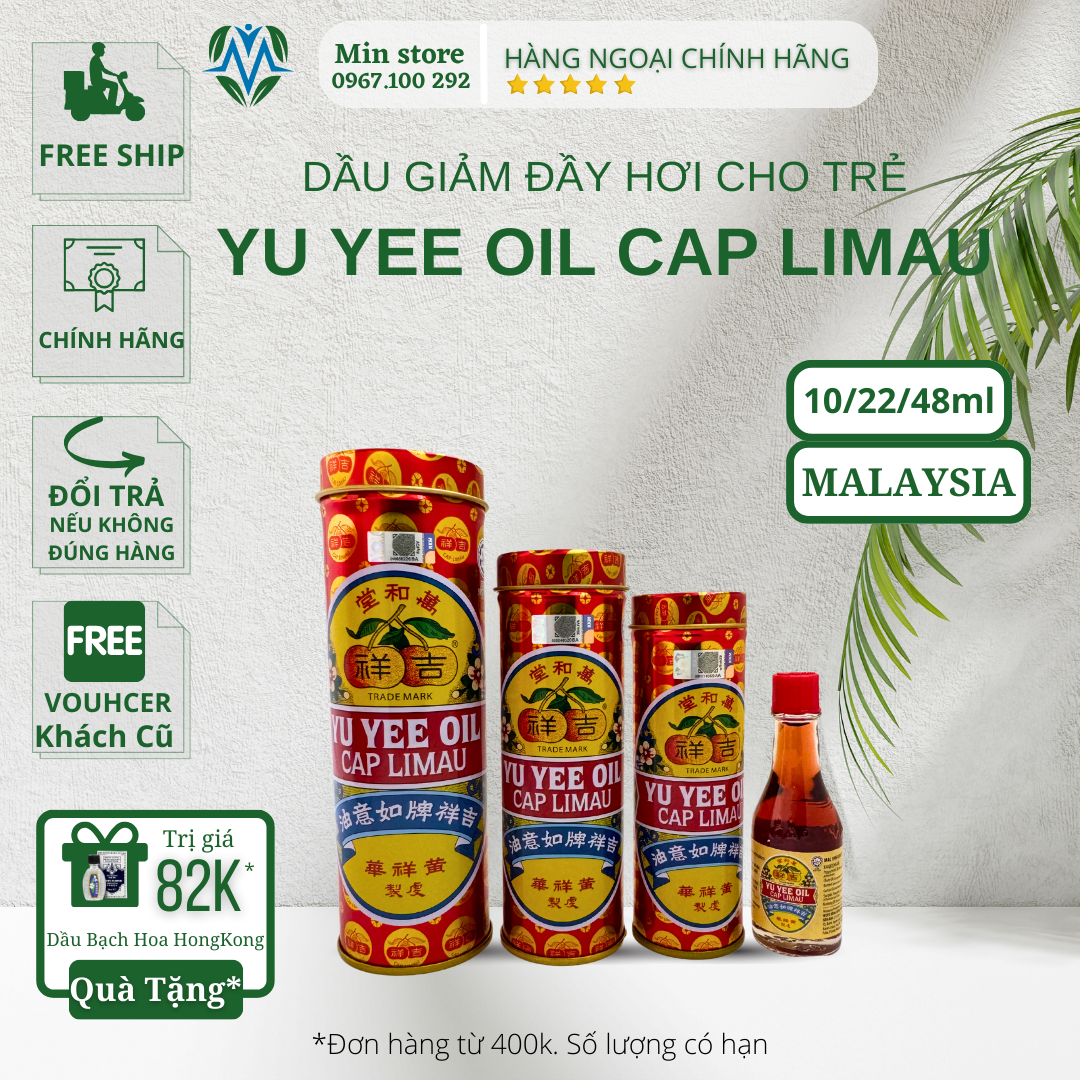 Dầu Khuynh Diệp Yu Yee Oil Cap Limau Malaysia Giảm Đầy Hơi