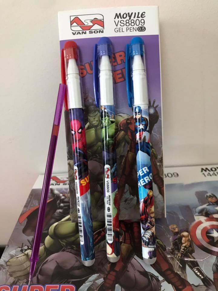 [HCM]BÚT XOÁ ĐƯỢC MỰC TÍM/MỰC XANH - HÌNH SIÊU ANH HÙNG