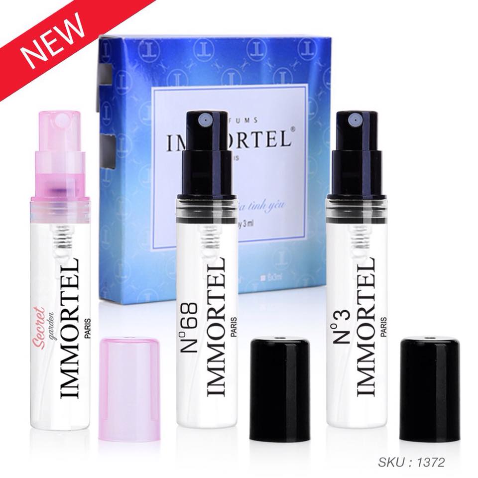 Hộp nước hoa IMMORTEL Set6_3 chai xịt 3ml : Secret Garden, No68, No3 Eau De Parfum