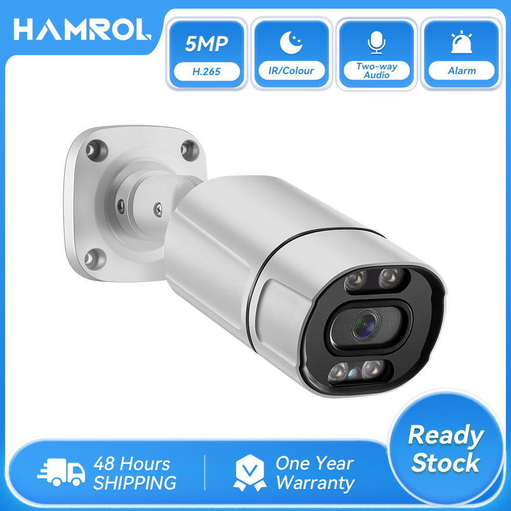 Hamrol 5MP 3MP 2MP IP Camera POE Color Night Vision Outdoor Waterproof Two Way Audio 1080P CCTV Security Camera Ai Human Detection Xmeye APP Remote View