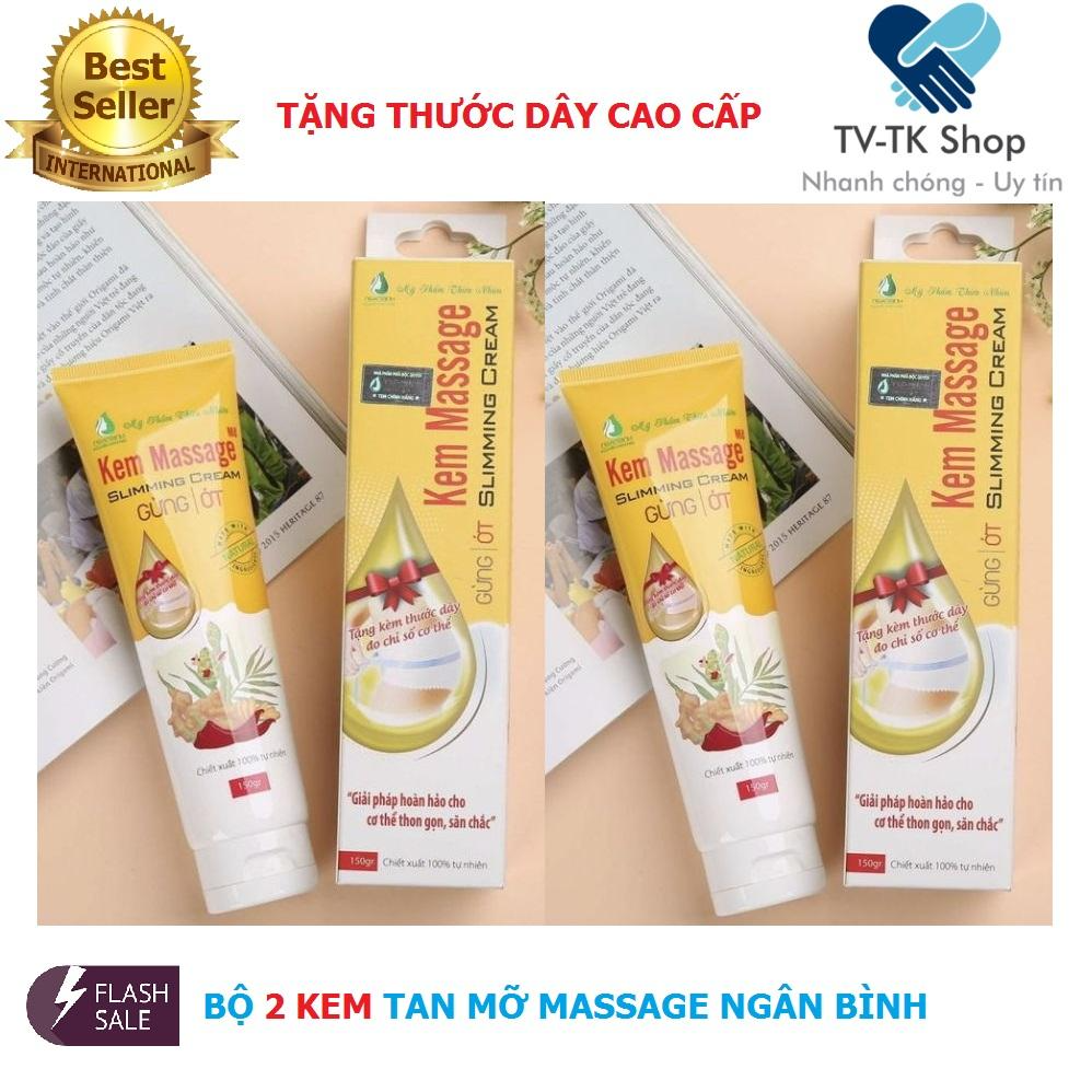 Bộ 2 kem massage tan mỡ ngân bình + tặng kèm thước dây cao cấp - mẫu mới