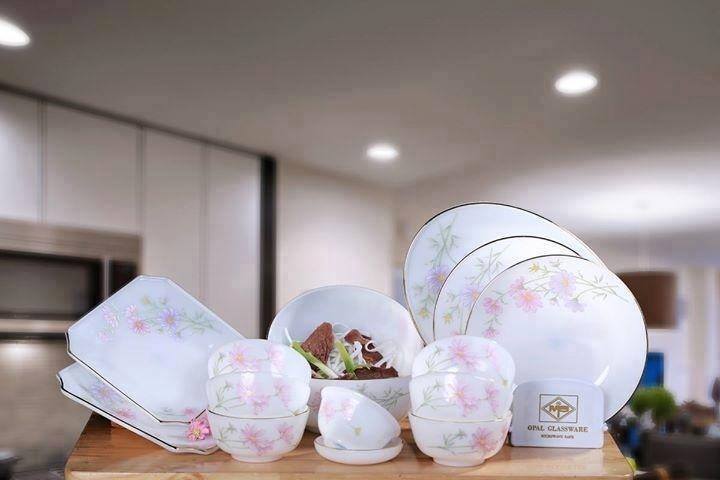 Set bàn ăn 15 món thuỷ tinh ngọc cao cấp USA Home Set nhập khẩu chính hãng, an toàn cho sức khoẻ Kokiahome