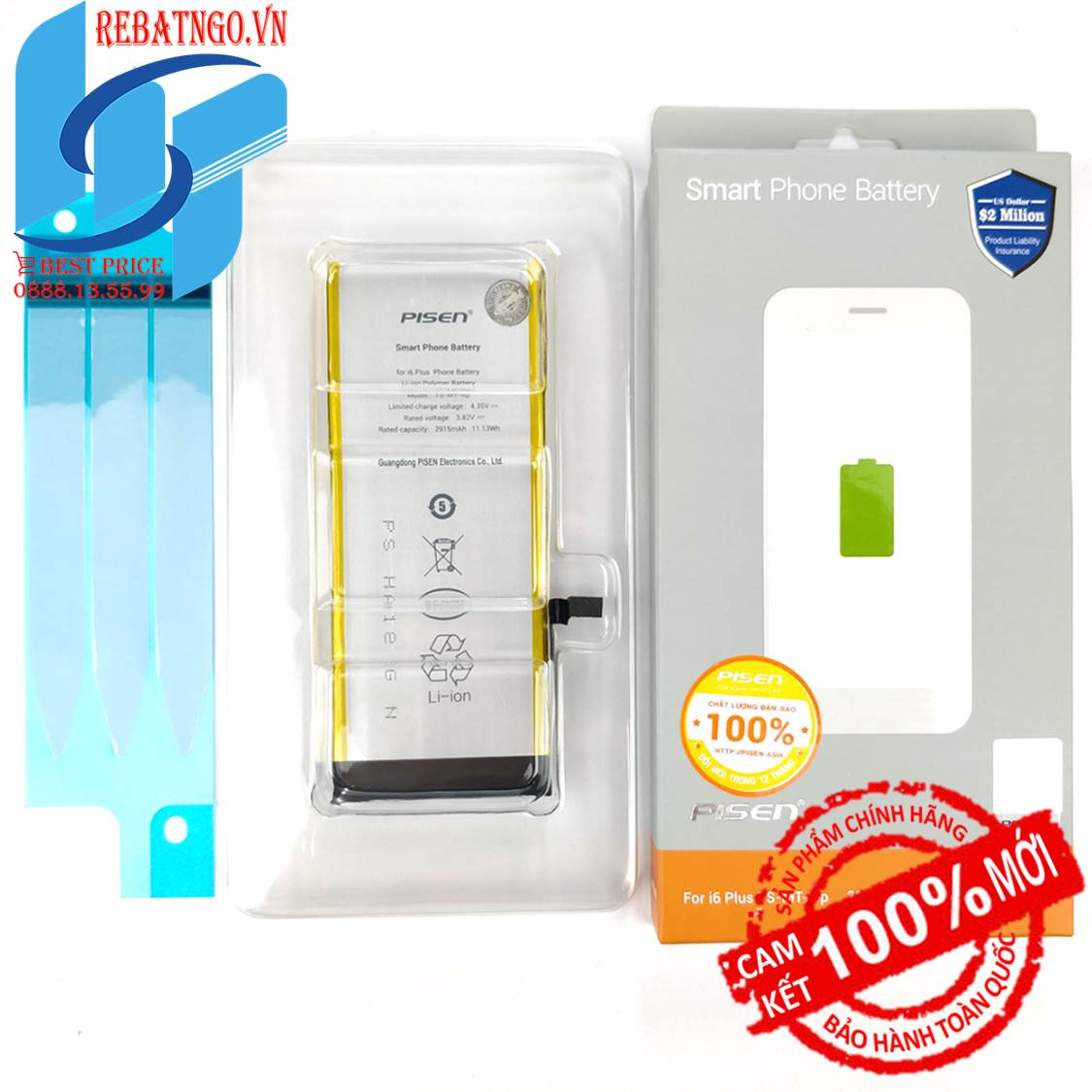Pin Pisen cho Iphone 6 Plus 2915mAh chuẩn 3C Easy certificate