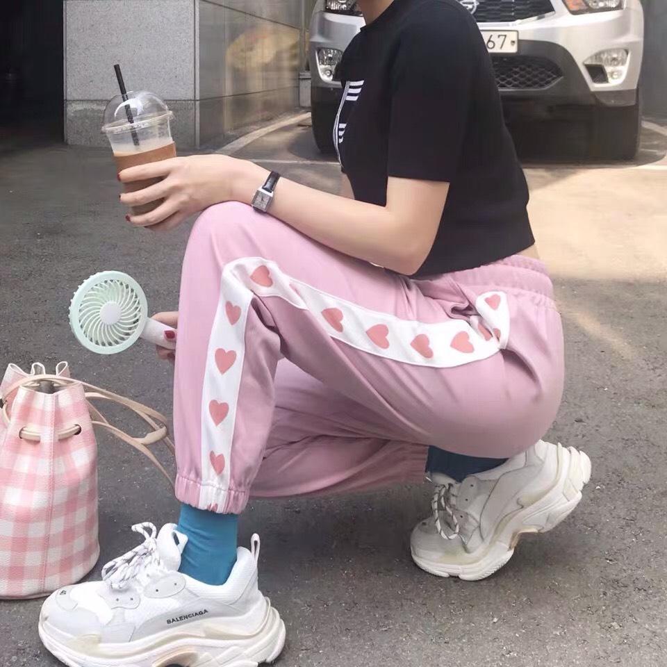 Quần nỉ jogger nữ phối tim