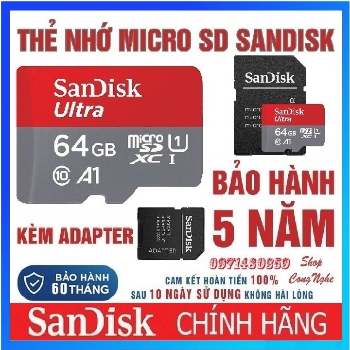 Thẻ nhớ MicroSDHC 64GB 32GB 16GB SanDisk Ultra Class 10 667x 100MB/s