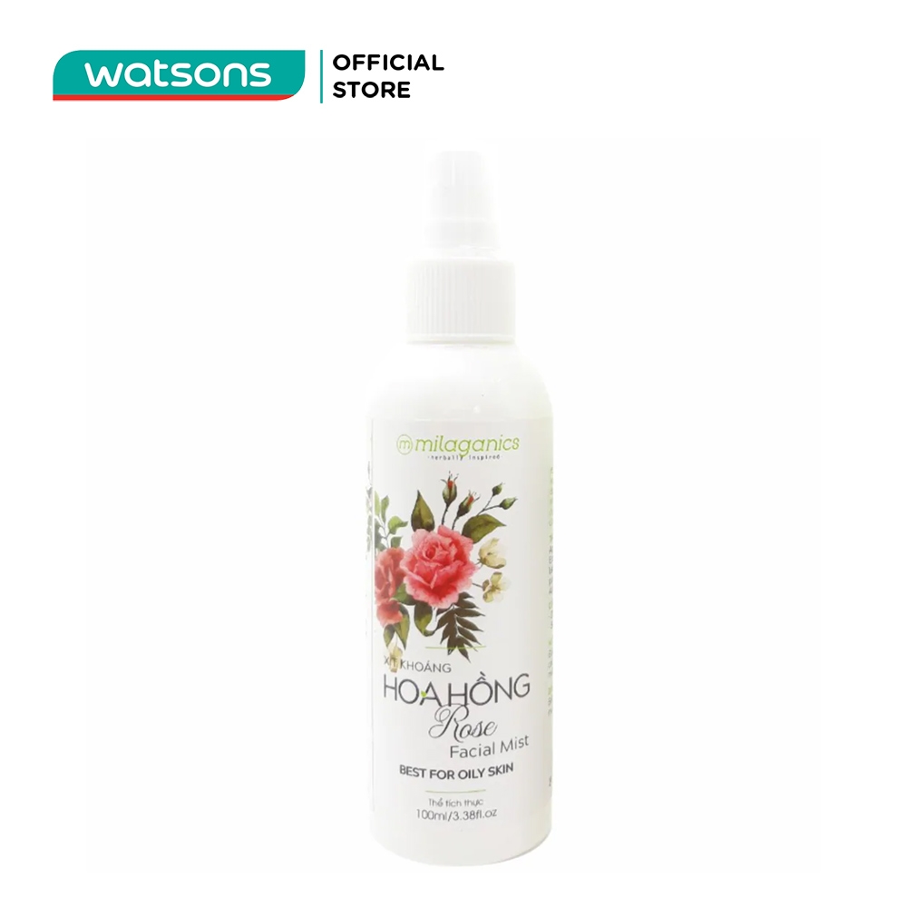 Xịt Khoáng Milaganics Facial Mist Rose Hoa Hồng Cấp Ẩm Kiềm Dầu 100ml