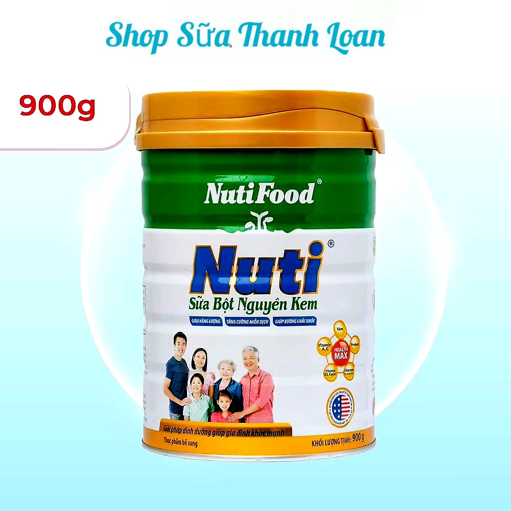 (HSD T7-2026) Sữa Bột Nguyên Kem NutiFood 900g.