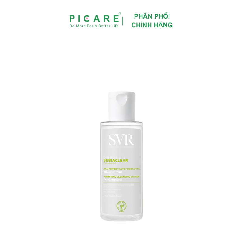 Svr sebiaclear eau micellaire nước tẩy trang loại bỏ dầu cho da mụn 75ml