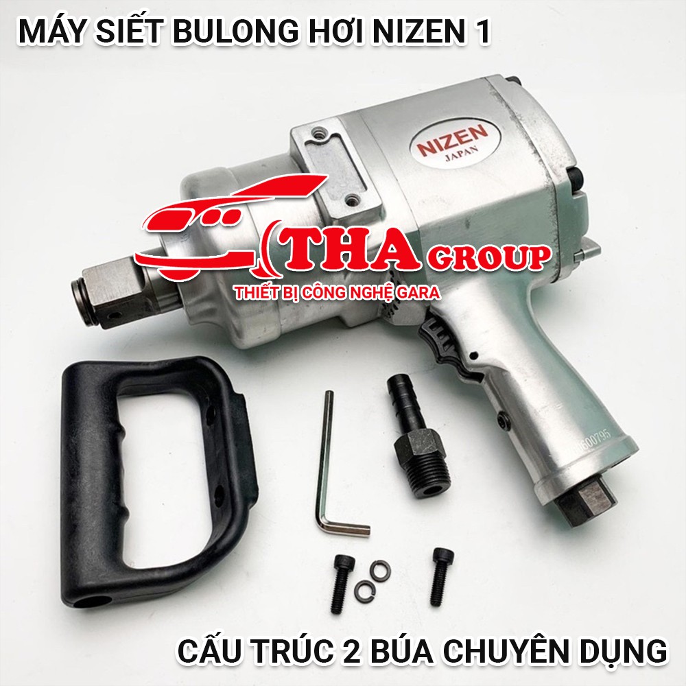 Máy siết bulong hơi NIZEN 1", cấu trúc 2 búa chuyên dụng - Bảo hành 12 tháng