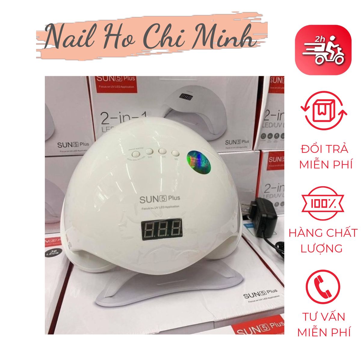 Máy hơ gel sun5 plus 48w 36 bóng đèn - hàng chính hãng công ty sun uv/led - bảo hành 06 tháng