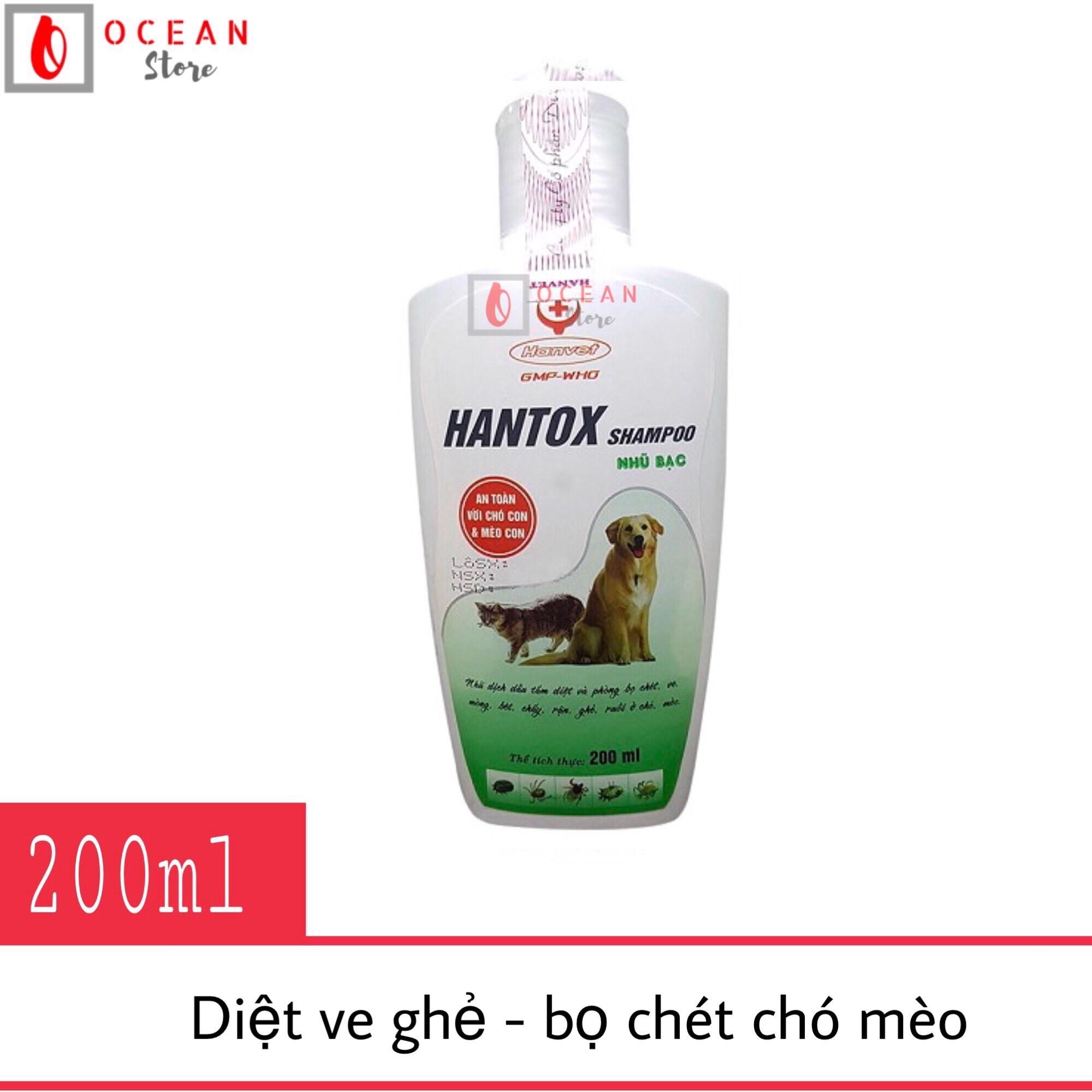 Sữa tắm sạch ve ghẻ, bọ chét chó mèo - Hantox Shampoo Xanh