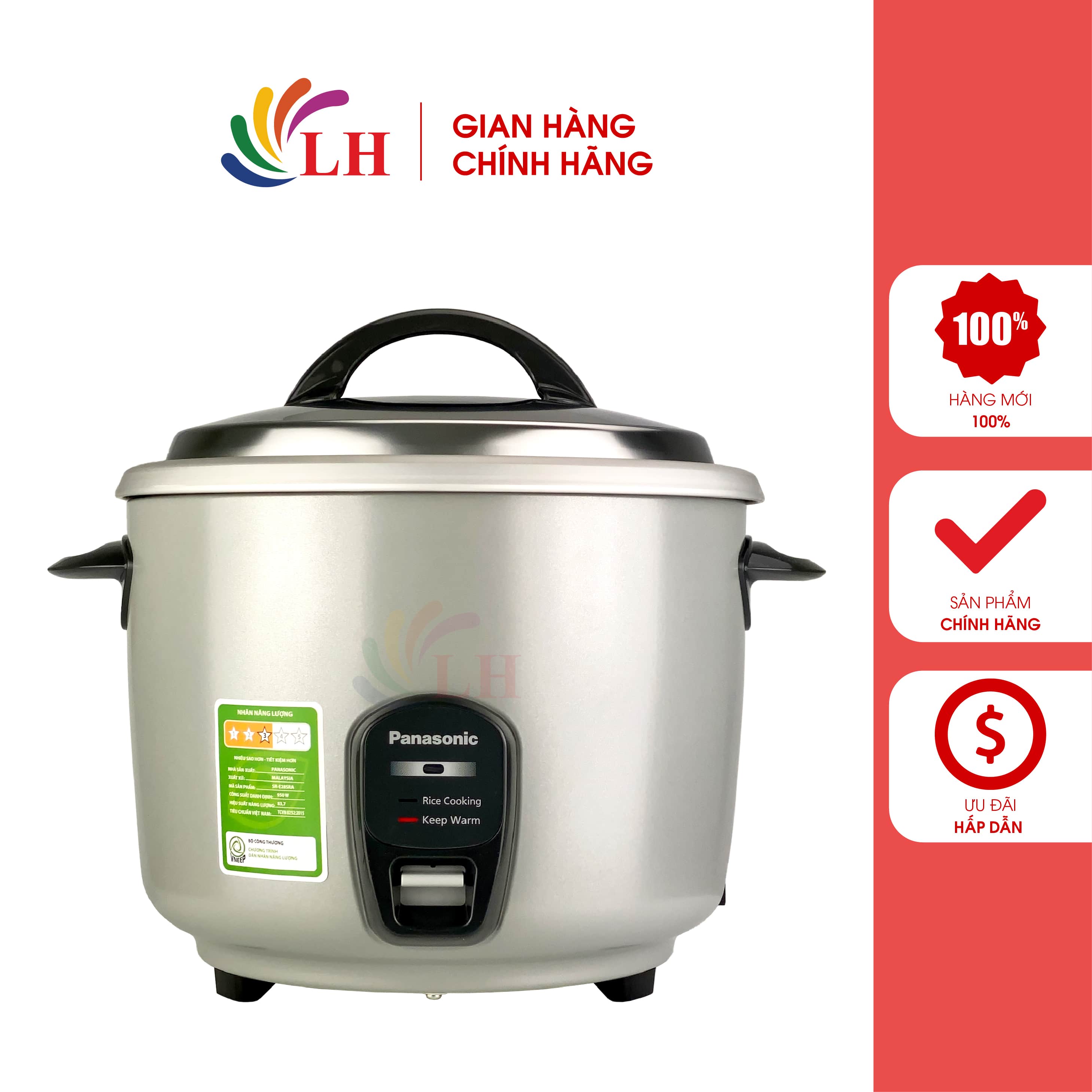 Nồi cơm điện nắp rời Panasonic 2.8 lít SR-E28SRA - Hàng chính hãng - Công suất lớn, Lòng nồi chống dính, Chức năng giữ ấm