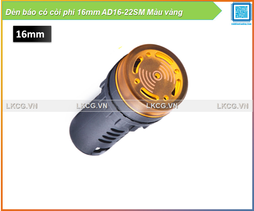 Đèn báo có còi phi 16mm ad16-22sm màu vàng