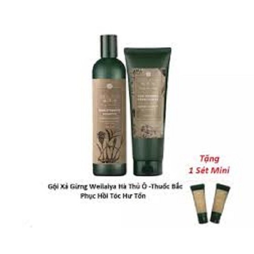 Bộ Gội Xả Gừng Weilaiya Hà Thủ Ô 400ml Tặng Sét Mini và túi