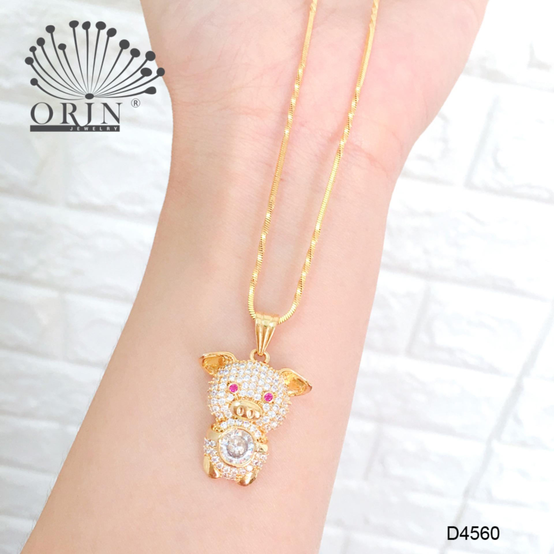 Dây chuyền nữ dạng dây mì xoắn mặt heo tài lộc may mắn bền màu đính đá thiết kế thời thượng Orin D4560