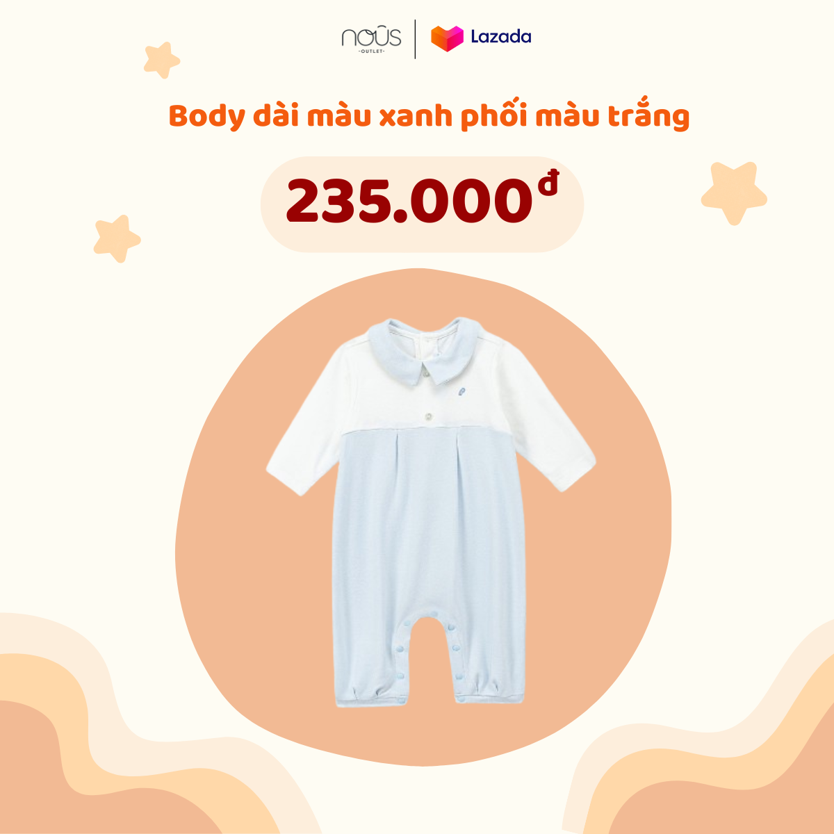 Bộ body Nous dài chất liệu cao cấp cho bé