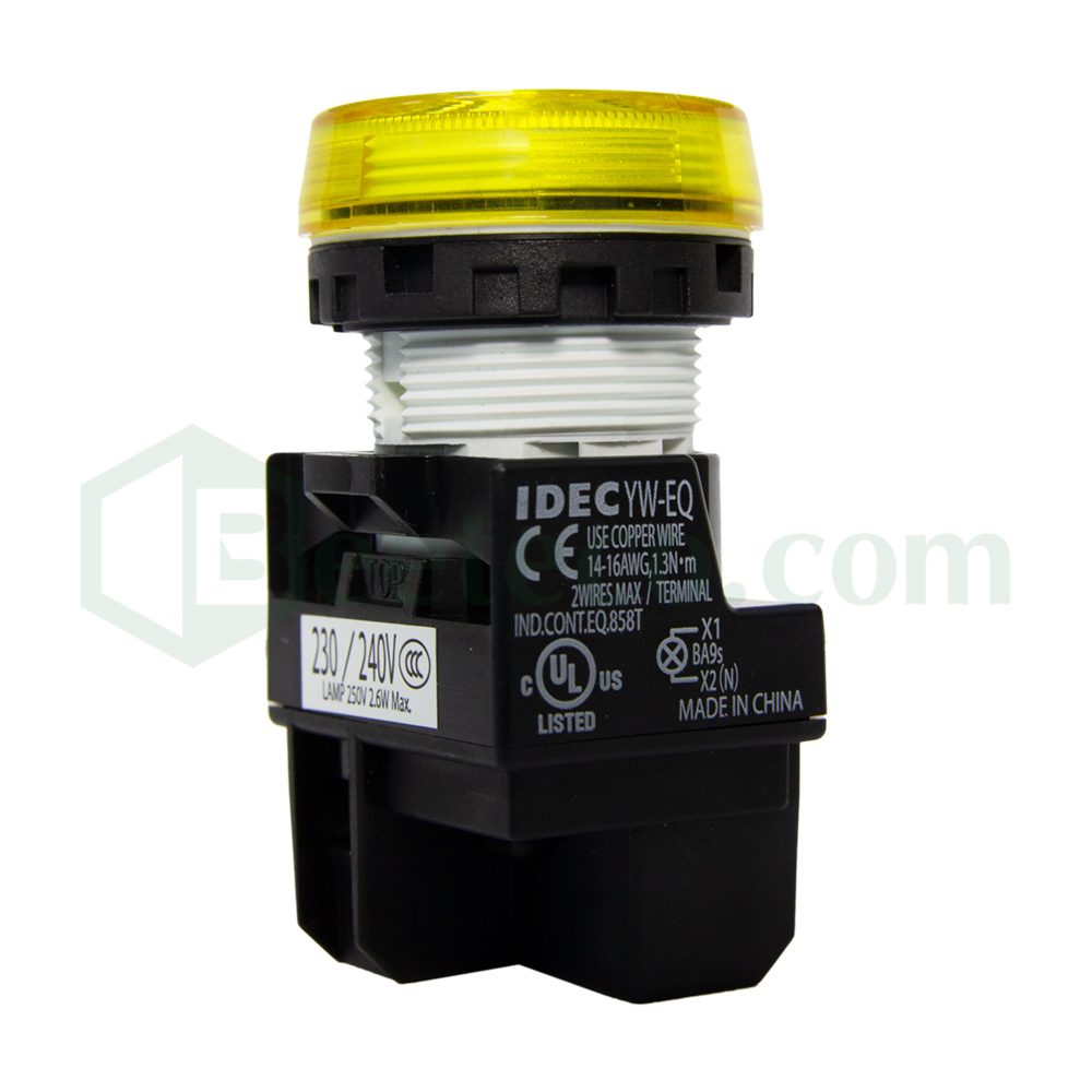 YW1P-1EQM3 : Đèn báo Idec phi 22, loại phẳng, 220V AC/DC