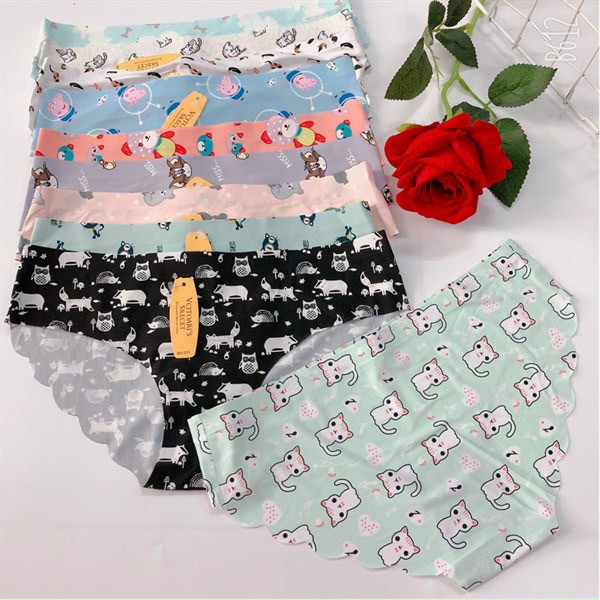 Combo 5 quần lót su đúc nữ họa tiết dễ thương - quần lót nữ su đúc viền cắt gợn sóng siêu xinh - chất liệu su pha lụa siêu mềm mịn, dày dặn mặc rất mát - quần sịp nữ su đúc đẹp N08