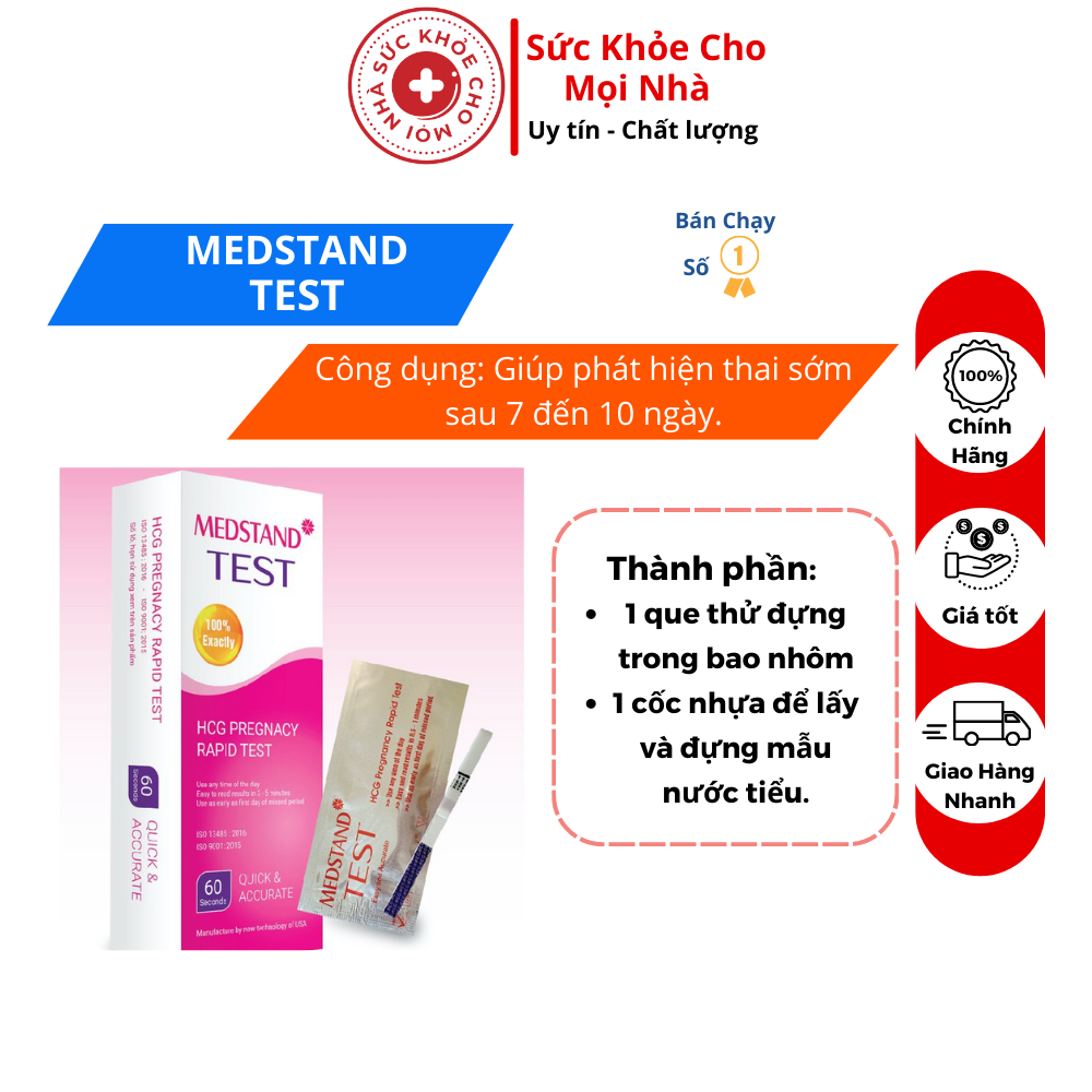Que Thử Thai Medstand Test Nhanh, Chính Xác, Tiện Lợi