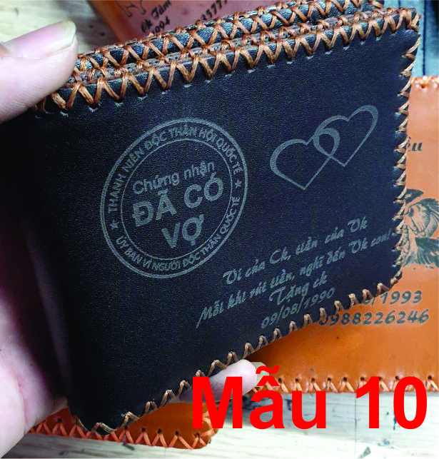 Ví nam do bò khắc hình theo yêu cầu / ví da nam / ví nam da bò