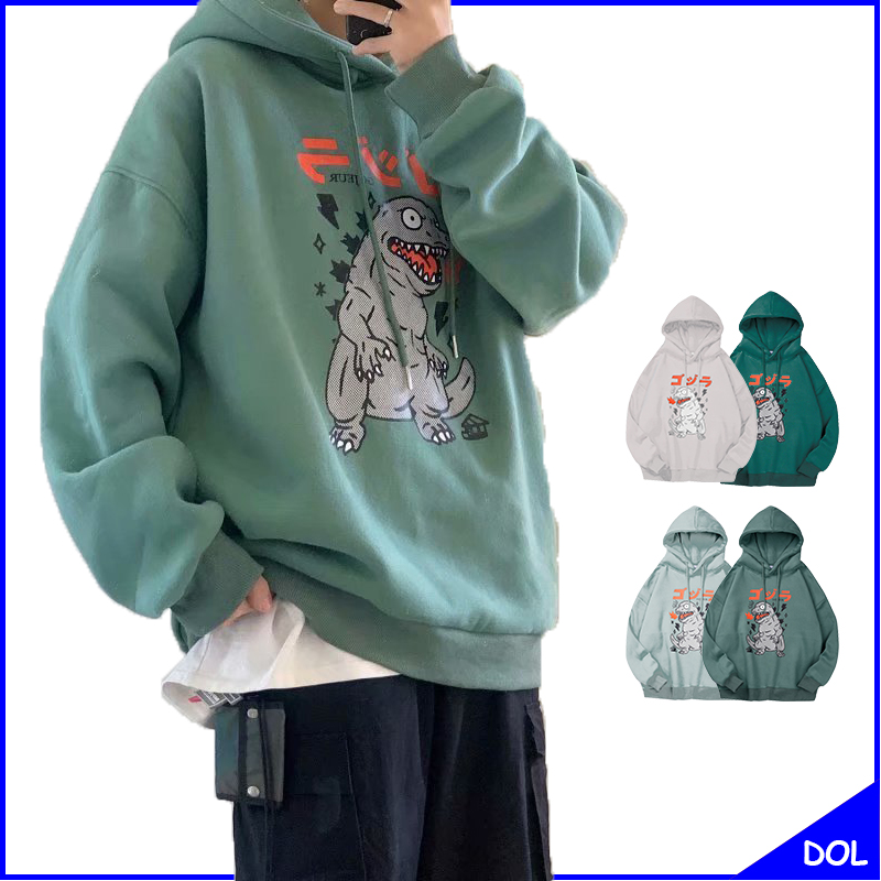 Áo Hoodie Nam Nữ dáng vai rộng tay dài in hình khủng long Mabu chất nỉ bông ấm phù hợp streetstyle