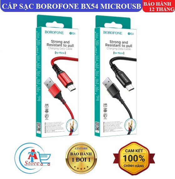 Cáp sạc nhanh dây dù borofone bx54 2.4a cho android có cổng sạc microusb