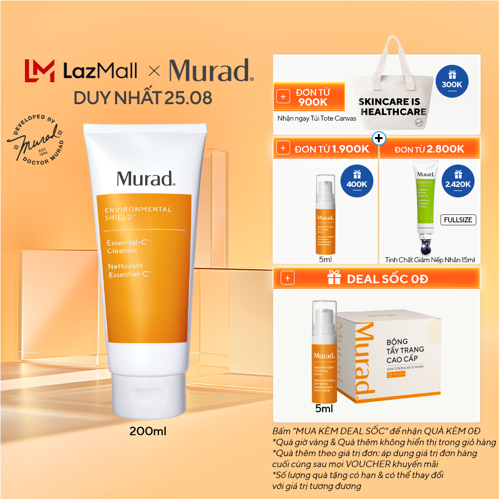 Sữa rửa mặt phục hồi sáng da MURAD Essential-C Cleanser 200ml