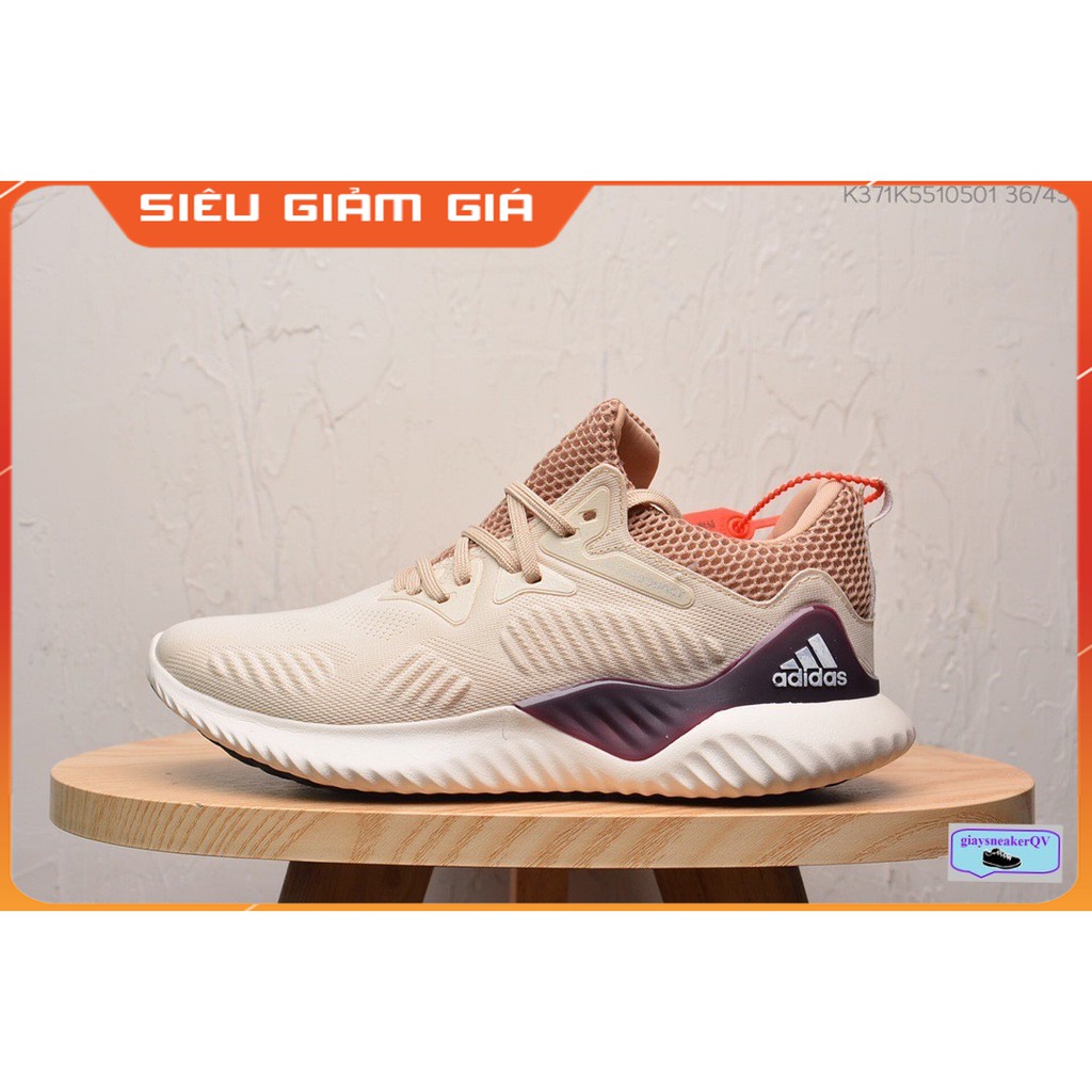 Giày thể thao sneaker nam nữ alphabounce beyond 2018 cream deep red kem gót mận