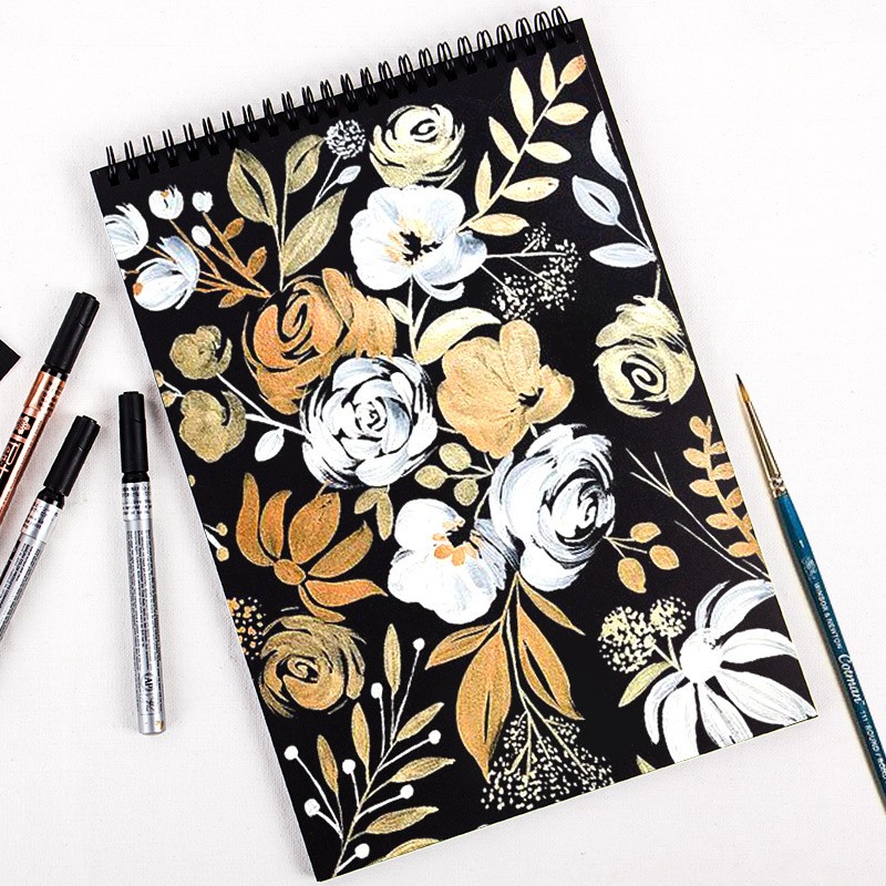 Tập giấy đen vẽ trang trí, phác thảo, note book